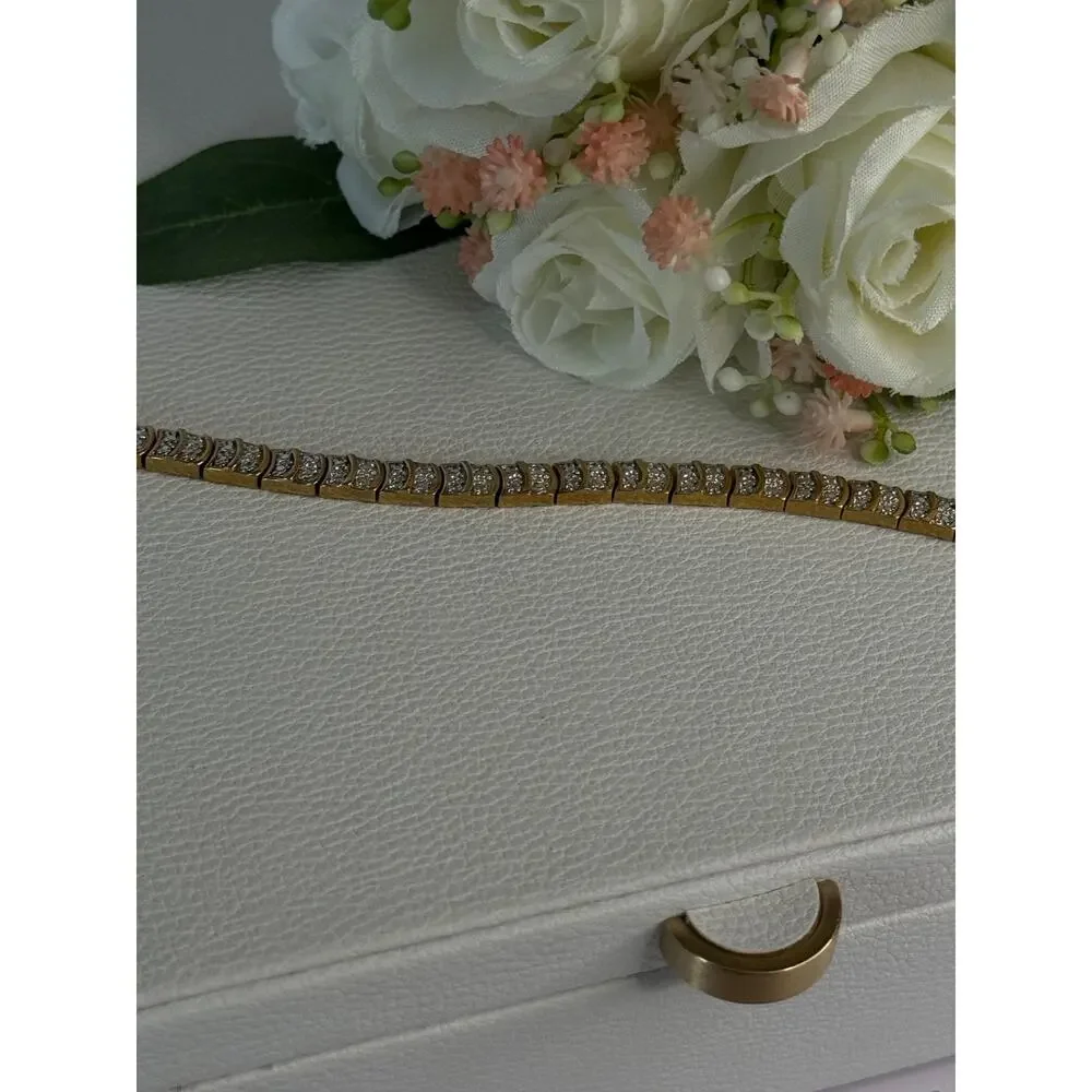 Charming 925 Sterling Silver Gold Plated Bracelet Length 8 Inch